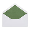 Paper Lined Envelopes White + Green Fancy Paper 110 x 220 mm (DL)